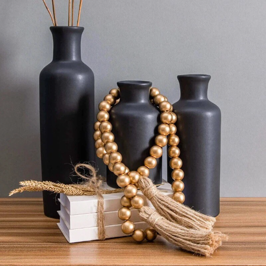 Gold colour wooden beaded garland