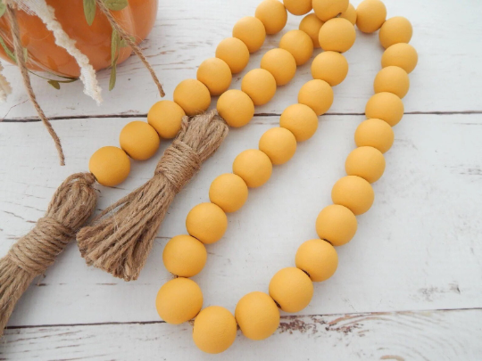 Golden yellow colour wooden beaded garland
