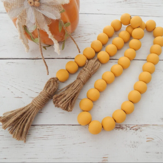 Golden yellow colour wooden beaded garland