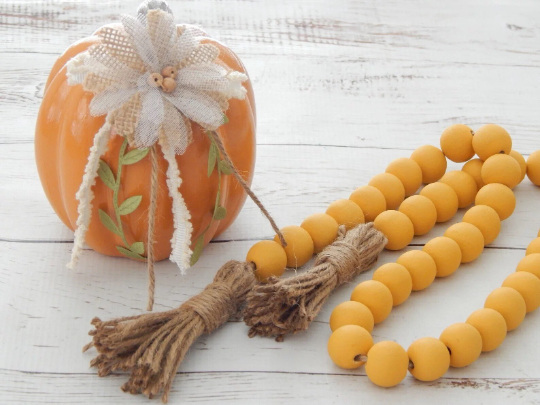 Golden yellow colour wooden beaded garland