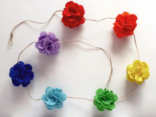 Beautiful felt flower garland