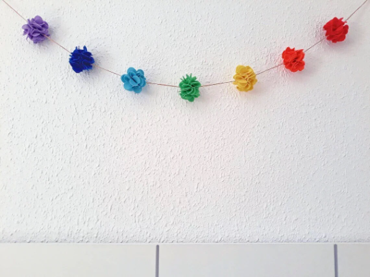 Beautiful felt flower garland