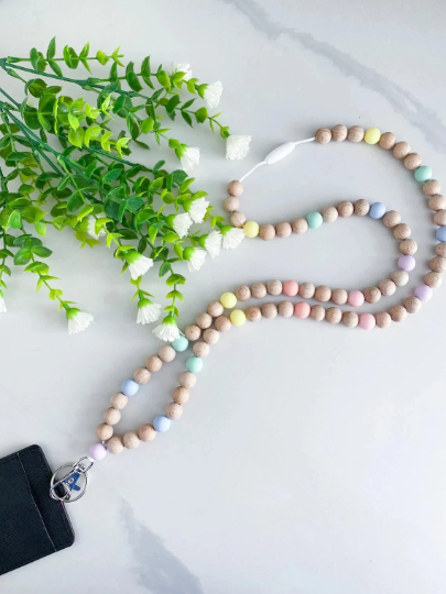 Wooden beads with silicon beads Lanyards
