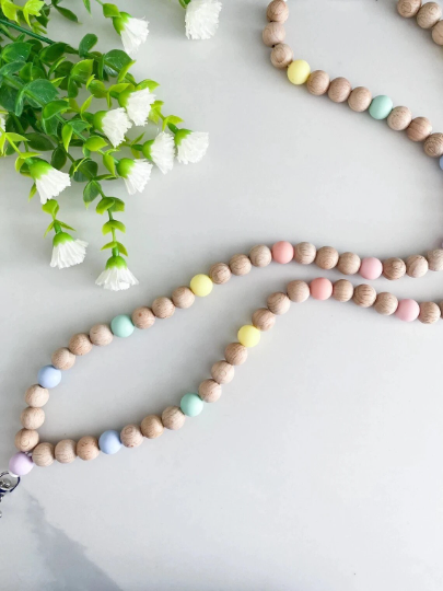 Wooden beads with silicon beads Lanyards