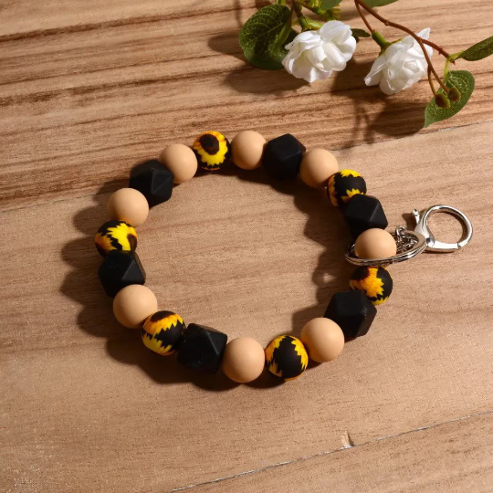 Silicone Beaded Bangle Keyring