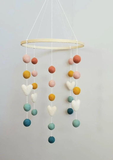 Nursery mobile with Felt balls