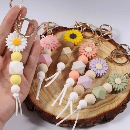 Silicone Key Ring With Daisy flower
