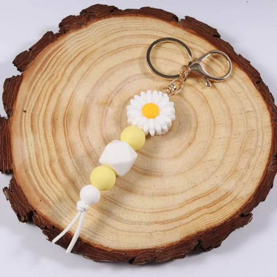 Silicone Key Ring With Daisy flower