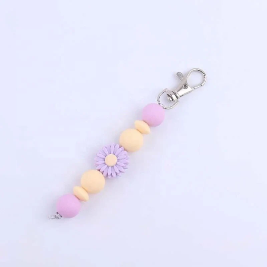 Silicone Beads Daisy keychain