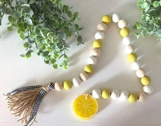 Wall Hanging Lemon  Wooden  Beads  Garland