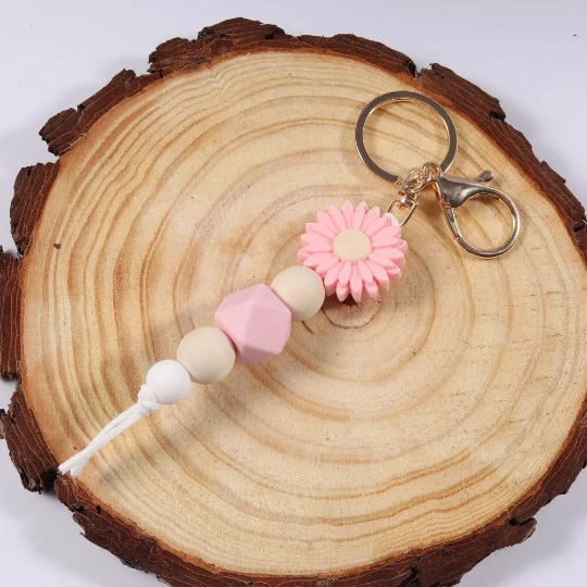 Silicone Key Ring With Daisy flower
