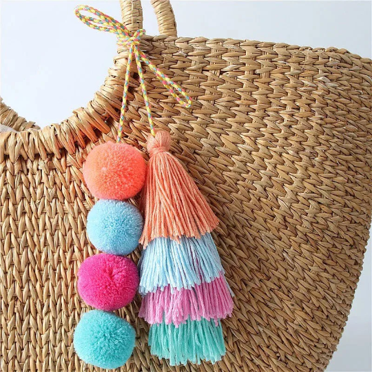 Tassels Pom Pom Zipper Charm for Bag