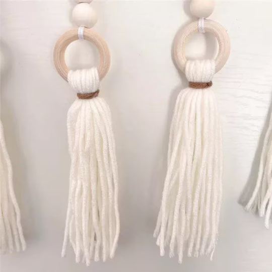 Wooden Beads With Tassel Garland