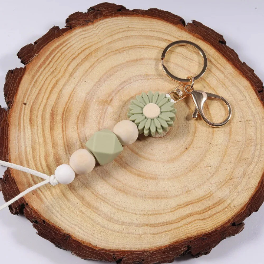 Silicone Key Ring With Daisy flower