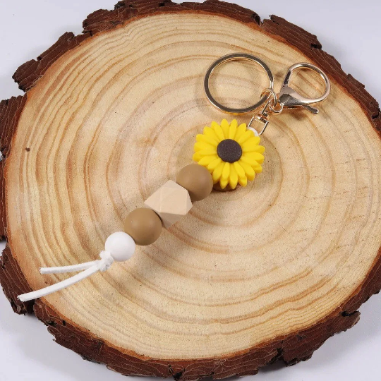 Silicone Key Ring With Daisy flower