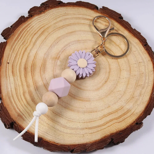 Silicone Key Ring With Daisy flower