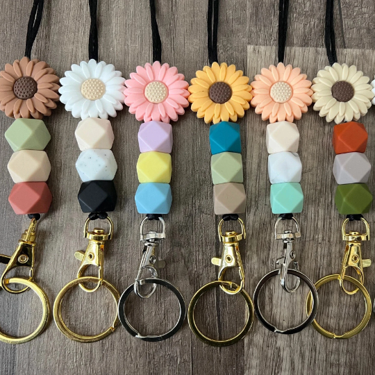 Colourful daisy lanyard gift personalised