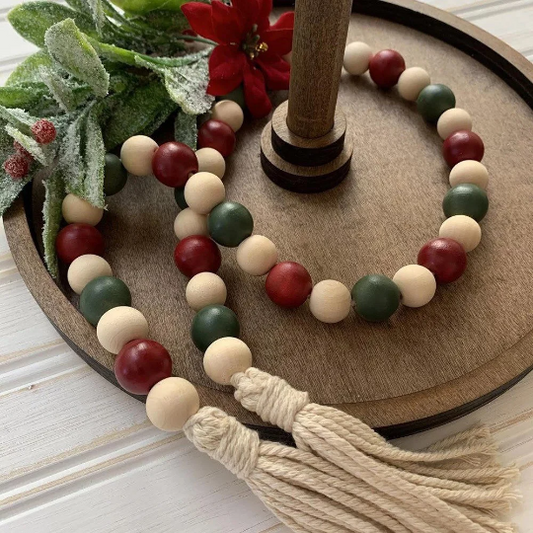 Christmas decoration wooden beads garland /Red wooden bead Garland/wooden bead garland