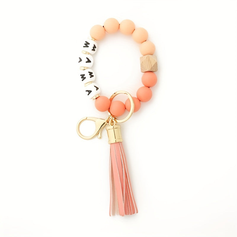 New MAMA Silicone Bead Bracelet Women's Keychain Silicone Hand String Cross-border Popular Jewelry