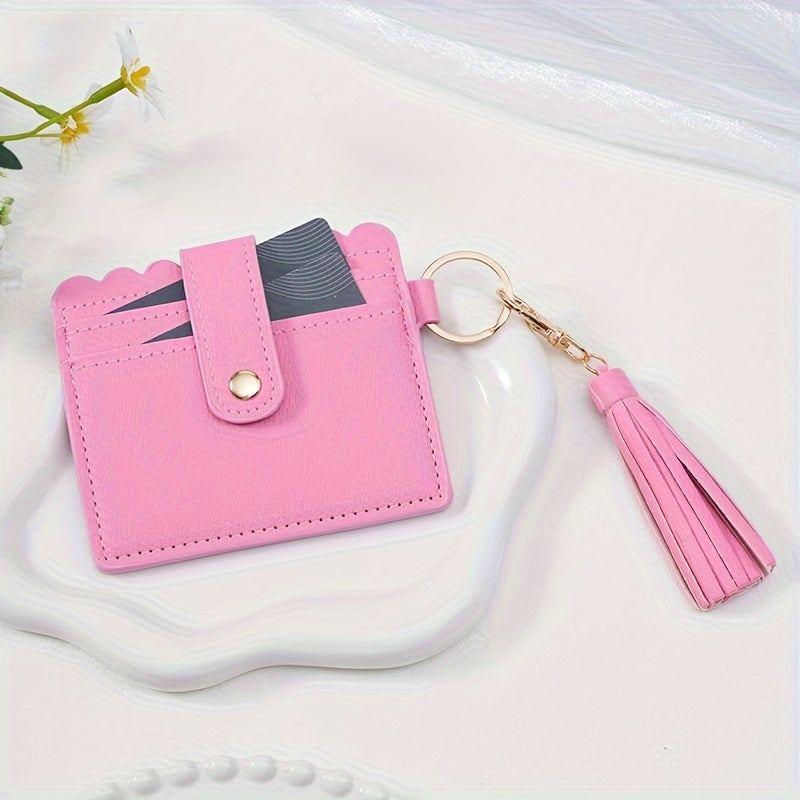 PU Leather Tassel Keychain Wallet, Multifunctional Zipper Card Holder, Key Ring Accessory, Fashionable Bag Pendant