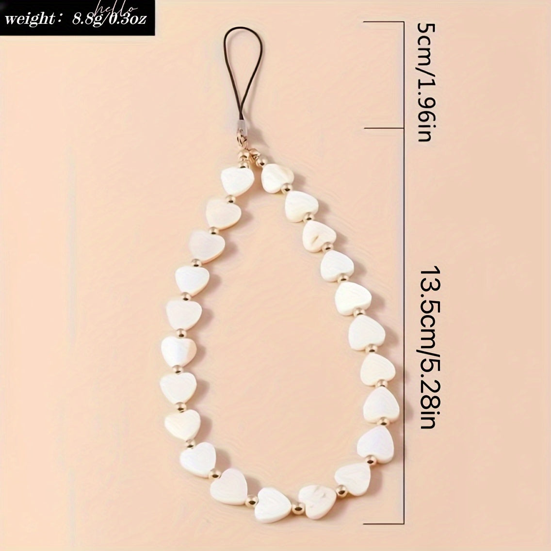 Love Heart Shell Mobile Phone Hanging Chain Keychain Imitation Pearl Mobile Phone Lanyard Mobile Phone Case Accessories