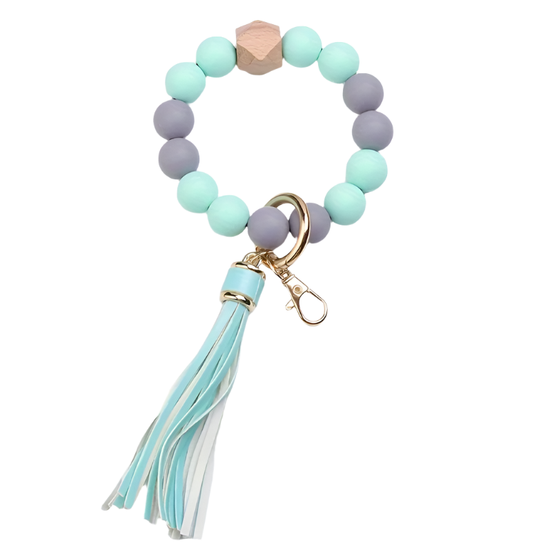 Hemasa Silicone Beaded Bracelet Keychain Women's Bracelet/ Keychain Wristband Keychain