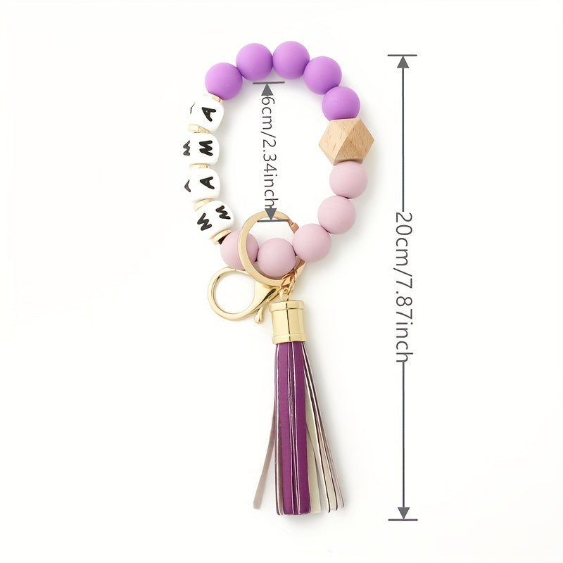 New MAMA Silicone Bead Bracelet Women's Keychain Silicone Hand String Cross-border Popular Jewelry