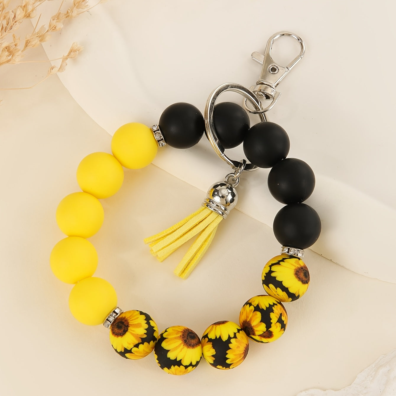 1pc Mardi Gras Day Silicone Bead Keychain - Casual Style, Non-Braided, Unplated, Car Pendant Accessory for Daily Wear
