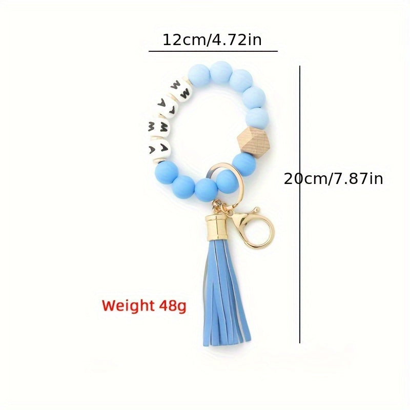 1pc Mama Silicone Bead Keychain with Tassel Charm - Birthday, Christmas, Halloween Party Favor Gift Set for Women