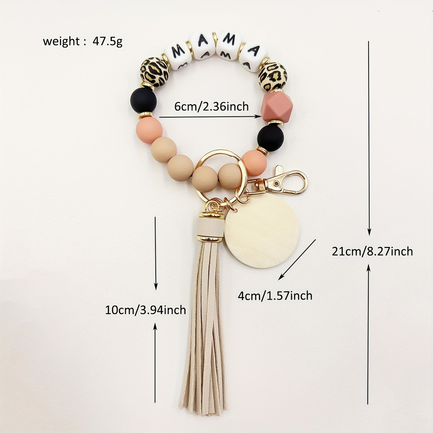 1pc Stylish MAMA Silicone Beaded Wristlet - Adjustable Phone Lanyard Keychain with Tassel Bag Charm - Perfect Daily Accessory for Women, Mother's Day Gift Idea