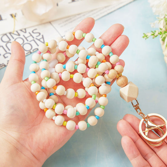 Boho Chic Handmade Wooden Beaded Lanyard - Perfect For Id Badges, Keys & Keychains - Ideal For Nurses, Doctors, Teachers & Students Cute Lanyard For Keys
