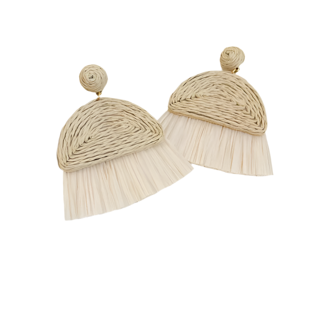 Hemasa Bohemian Straw Woven Water Drop Geometric Earrings for Women Fashion Vintage Holiday Jewelry