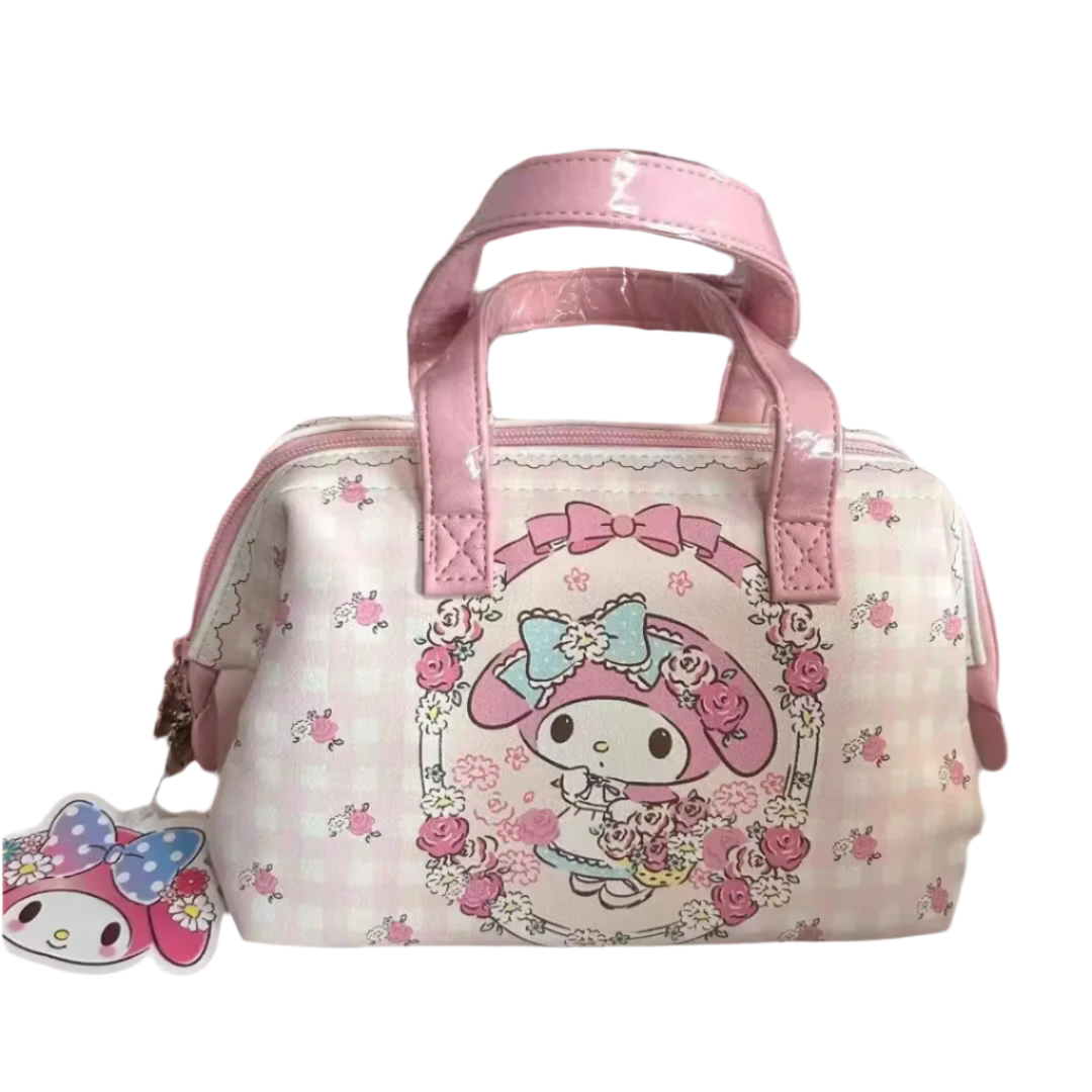 Hemasa Hello Kitty Cartoon Cosmetic Bag /Make Up Bag Travel Size Makeup PU Purses Bags Melody Women Handsbag