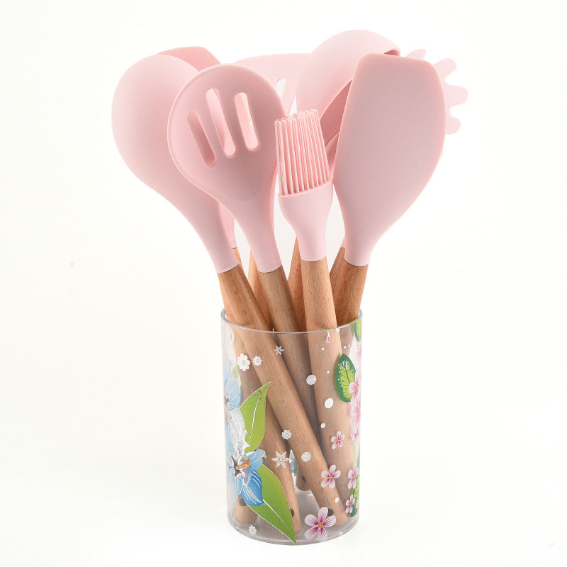 Kitchenware Set Wooden Handle Silicone Kitchenware 11 Piece Set Non-Stick Saucer Wooden Handle Set kitchen