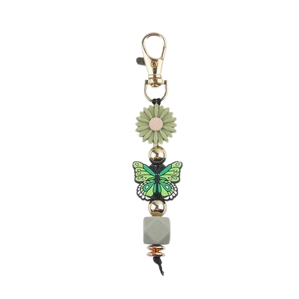 Hemasa Handmade Silicone Beaded Keychains with  Butterfly & Flower Charms