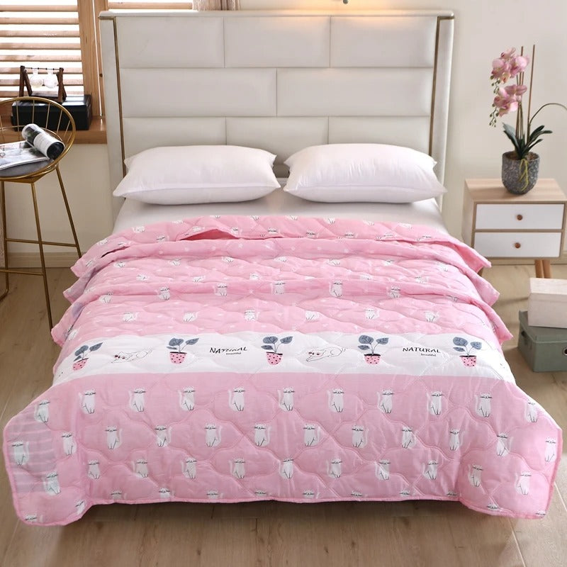 Hemasa Quilted summer single double bed light Printed quilt core Air conditioning quilting twin queen size duvet Thin plaid comforter