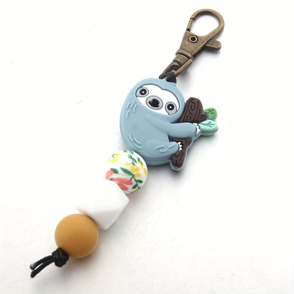 Hemasa Silicone Keychain with Beaded Tassel Keyring, DIY Key Holder Accessory Bag Decoration, Ideal Birthday Gift