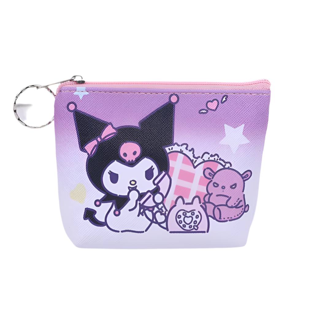 Hemasa Hello Kitty Purse Coin Purses Cartoon Printed PU Melody Cute Wallet Bag Keychains Storage Bag Sanrio Kuromi Kawaii Mini Pouch