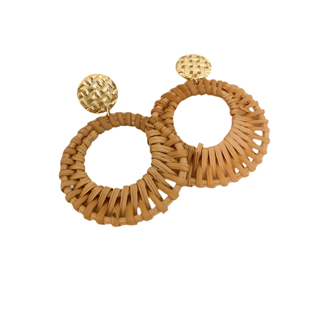 Hemasa Bohemian Straw Woven Water Drop Geometric Earrings for Women Fashion Vintage Holiday Jewelry
