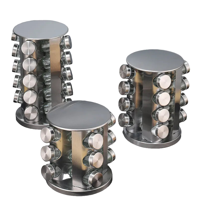 Multi-layer stainless steel rotating seasonings rack Nordic kitchen special 360 degree turntable seasonings storage rack wholesale