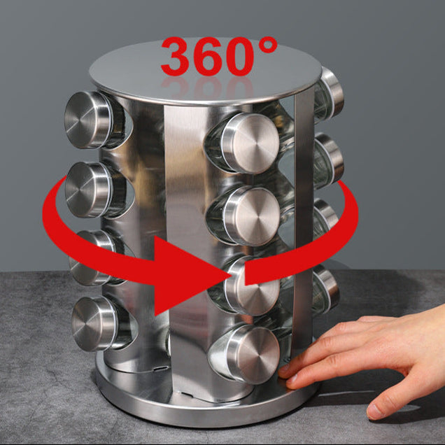Multi-layer stainless steel rotating seasonings rack Nordic kitchen special 360 degree turntable seasonings storage rack wholesale