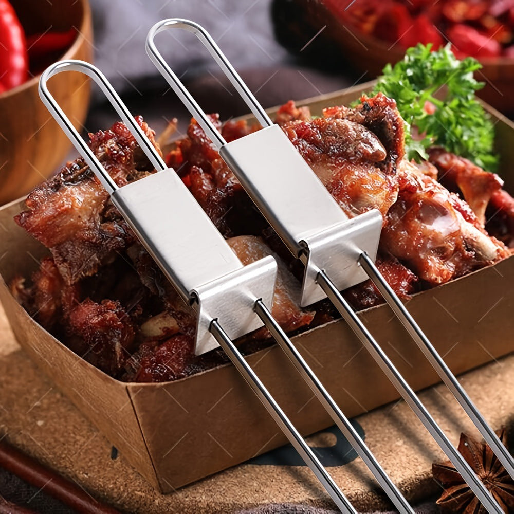 Barbecue Fork Stainless Steel Barbecue Sign BBQ Barbecue Fork Outdoor Portable Barbecue Fork Grilled Skewers
