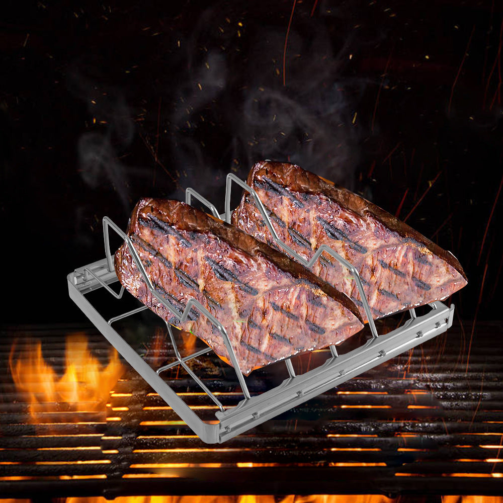 Amazon Explosive Portable Stainless Steel Barbecue Tools Steak Shelf Outdoor Courtyard Folding Barbecue Rack