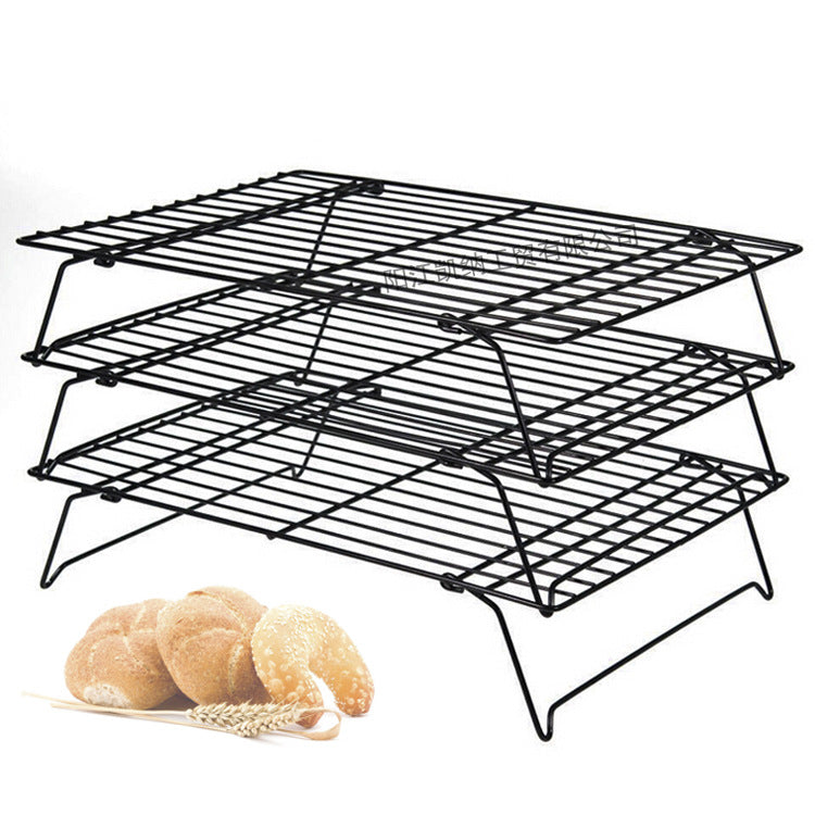Baking Tools Three-Layer Stand Baking Cake Biscuit Cooling Rack Bread Cooling Rack Black Non-Stick Cold Drying Net
