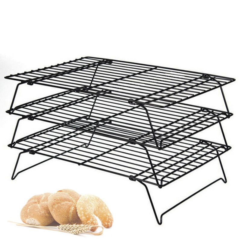 Color Boxed Three-Layer Baking Cooling Rack Bread Cooling Rack Cake Rack Baking Tools Black Non-stick Cooling Rack