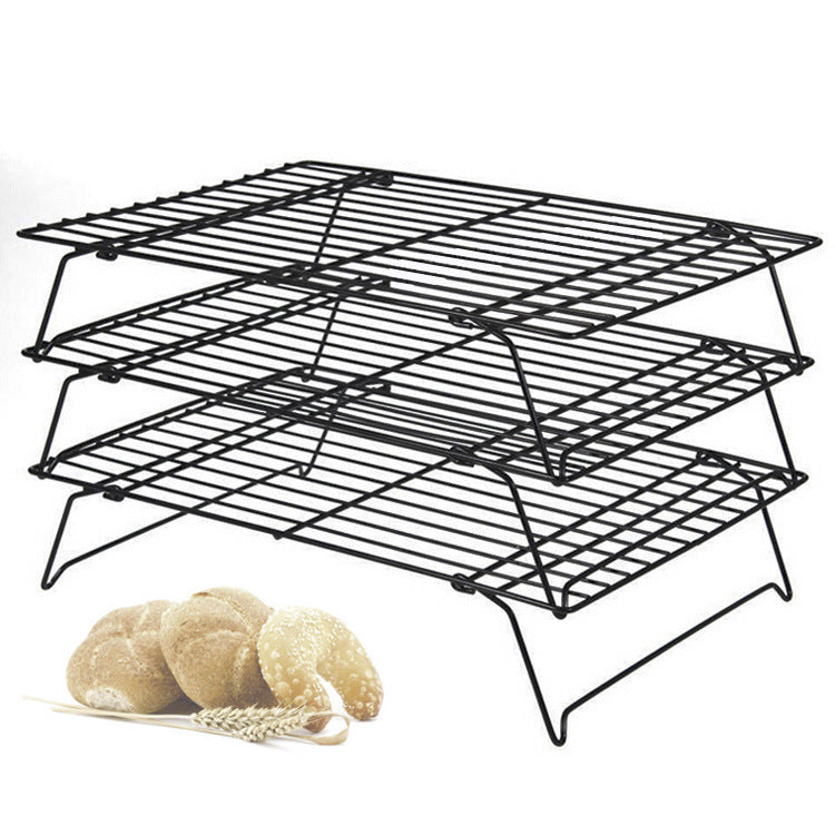 Color Boxed Three-Layer Baking Cooling Rack Bread Cooling Rack Cake Rack Baking Tools Black Non-stick Cooling Rack