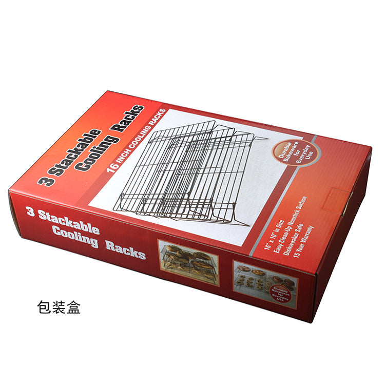 Color Boxed Three-Layer Baking Cooling Rack Bread Cooling Rack Cake Rack Baking Tools Black Non-stick Cooling Rack