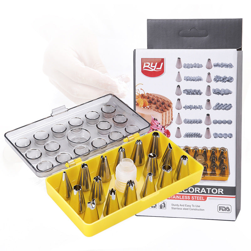 Amazon hot sale color box 18-piece stainless steel pastry nozzle suit cake pastry cookie baking tools