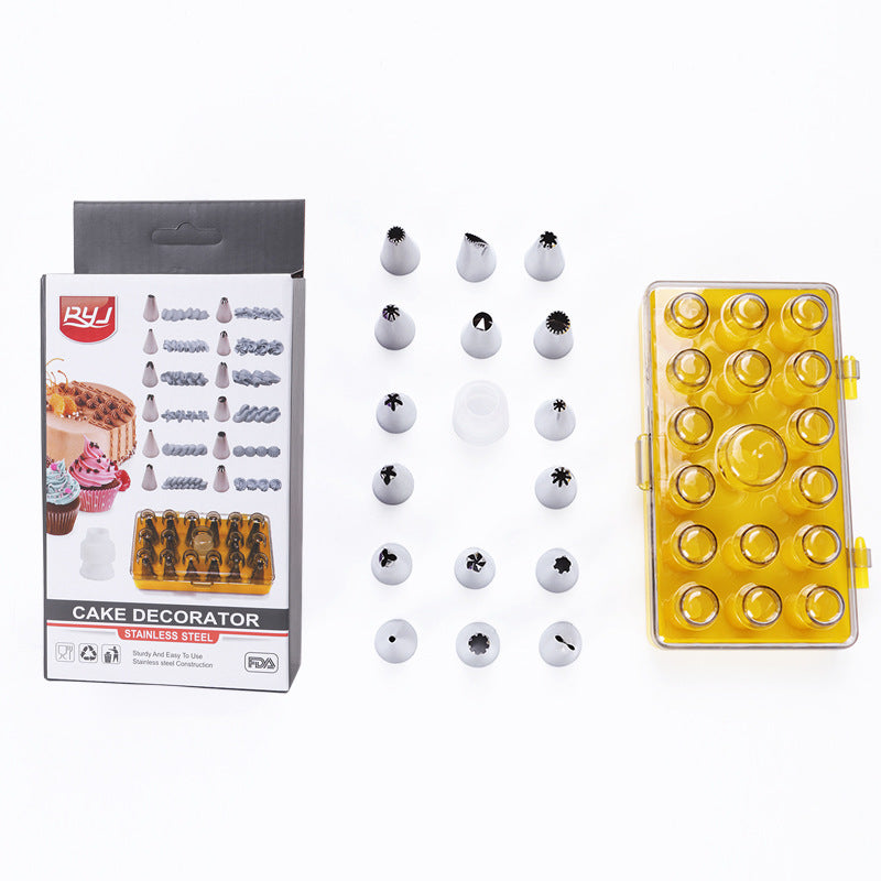 Amazon hot sale color box 18-piece stainless steel pastry nozzle suit cake pastry cookie baking tools