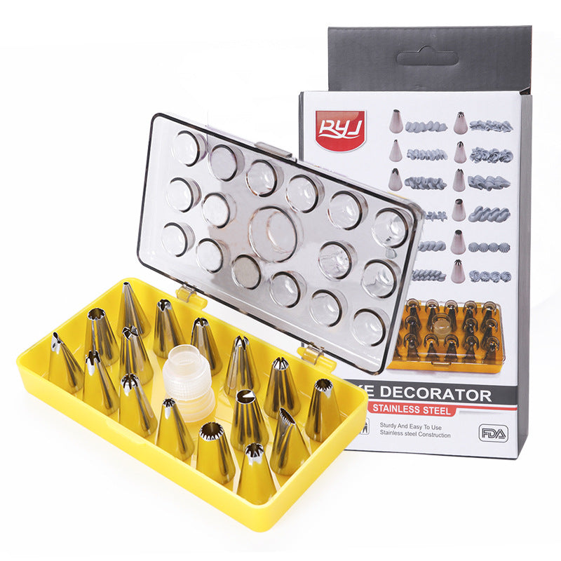 Amazon hot sale color box 18-piece stainless steel pastry nozzle suit cake pastry cookie baking tools